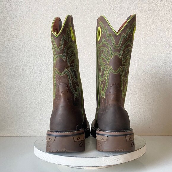 Capitan Mens Brown Cowboy Boots Size 10 D Square Toe Leather Western Rubber Sole - Picture 3 of 10